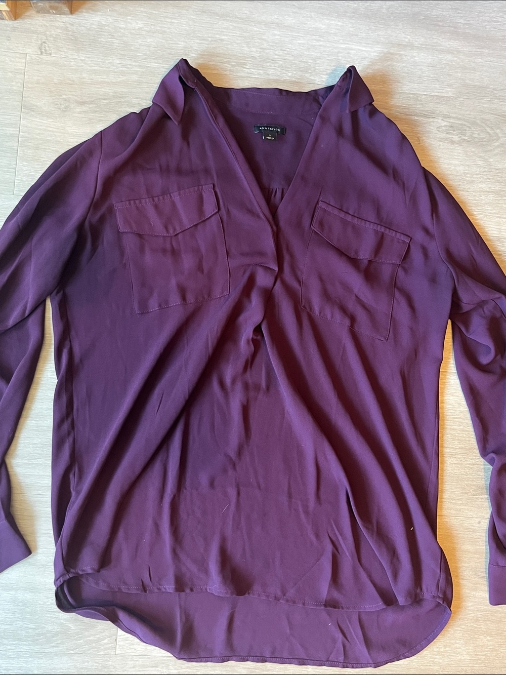 Ann Taylor Plum V-Neck Blouse